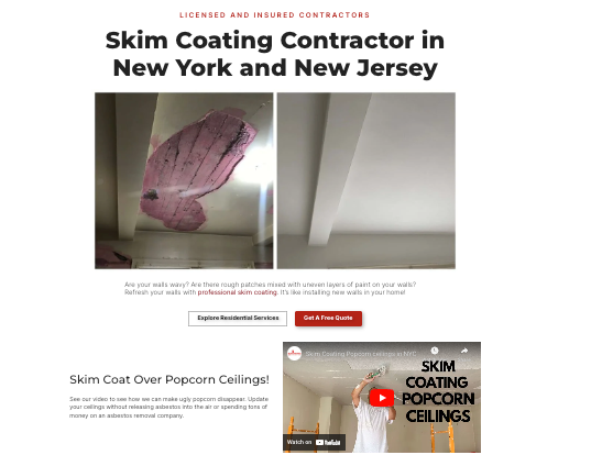 Skim coating landing page for painting contractor